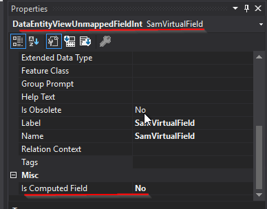 Setting Is Computed Field property to No of the new custom virtual field 