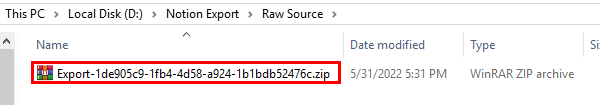 the source folder contains the zip file