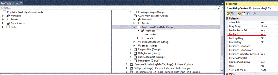 ProjInvoiceProjIdTab control in ProjTable form design